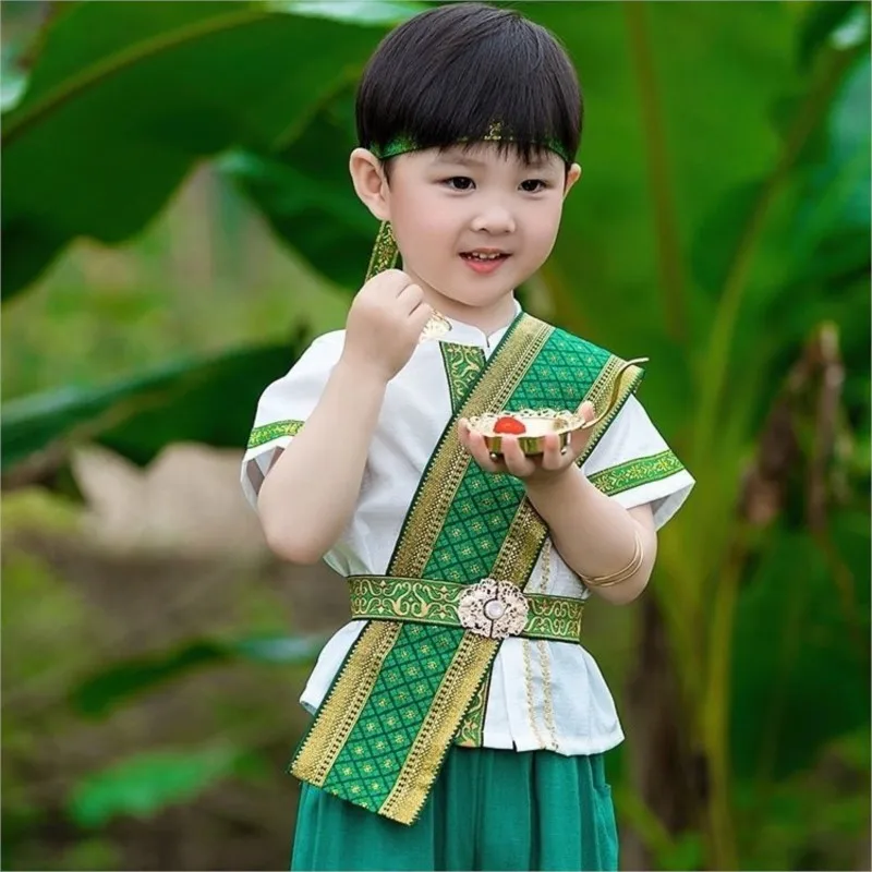 

2026 Children's Dai Clothing Set Girls' Chinese Performance Costume Boys Summer Original Ethnic Style Tang Thailand CostumeLI670