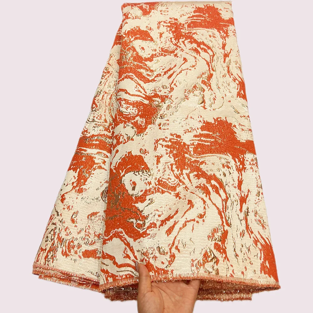 New Shiny African Jacquard Brocade Lace Fabric 2025 High Quality Nigerian French Brocade Lace Fabric For Party Dress Sew