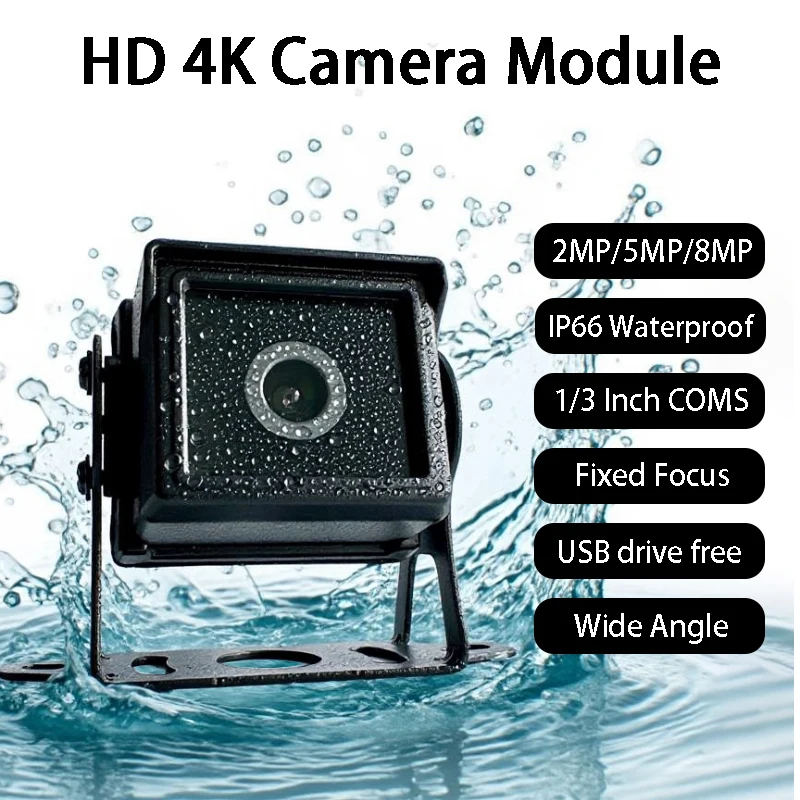 

IP66 Waterproof Camera Module HD 4K/2K/1080P Outdoor Camera Fixed Focus Wide Angle USB Plug and Play Cam 1/3 Inch COMS