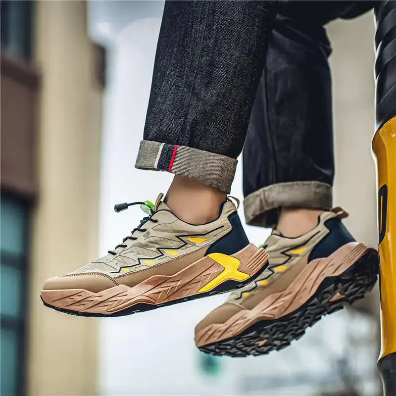 

Round Nose Thick Sole Fitness Shoes Man Gym Basketball Boots Yellow Luxury Men's Sneakers Sport Tensi Snaeker Fat Fitness