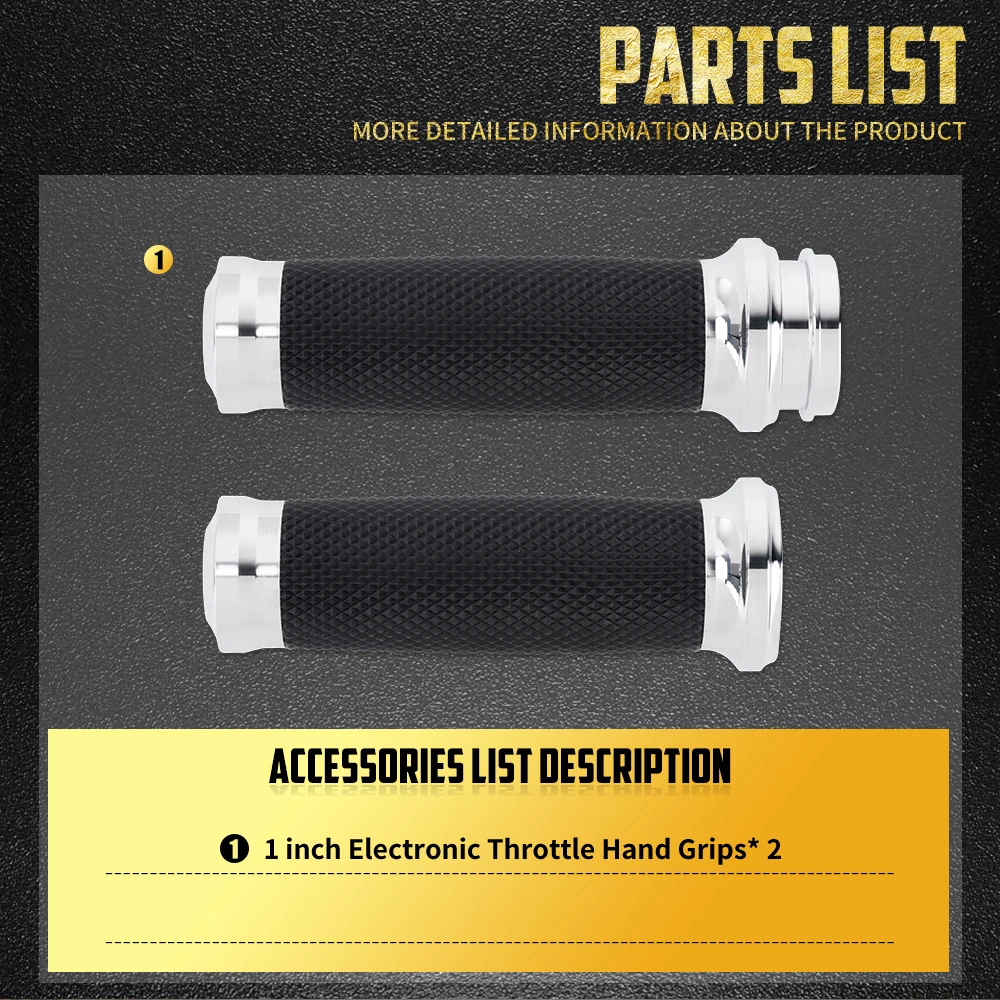 25mm Motorcycle 1\'\' Electronic Hand Grips Handle Bar Chrome For Harley Dyna Softail Fat Boy Touring Road King Street Glide CVO