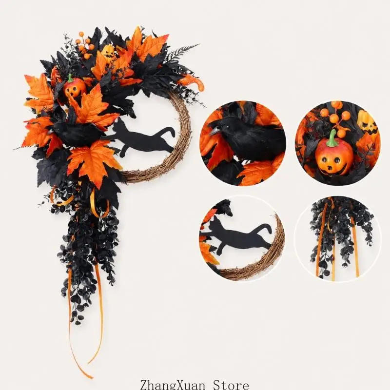 Türkranz mit schwarzer Krähenfigur für Wand- und Party-Styling 3XUF – Detail 10