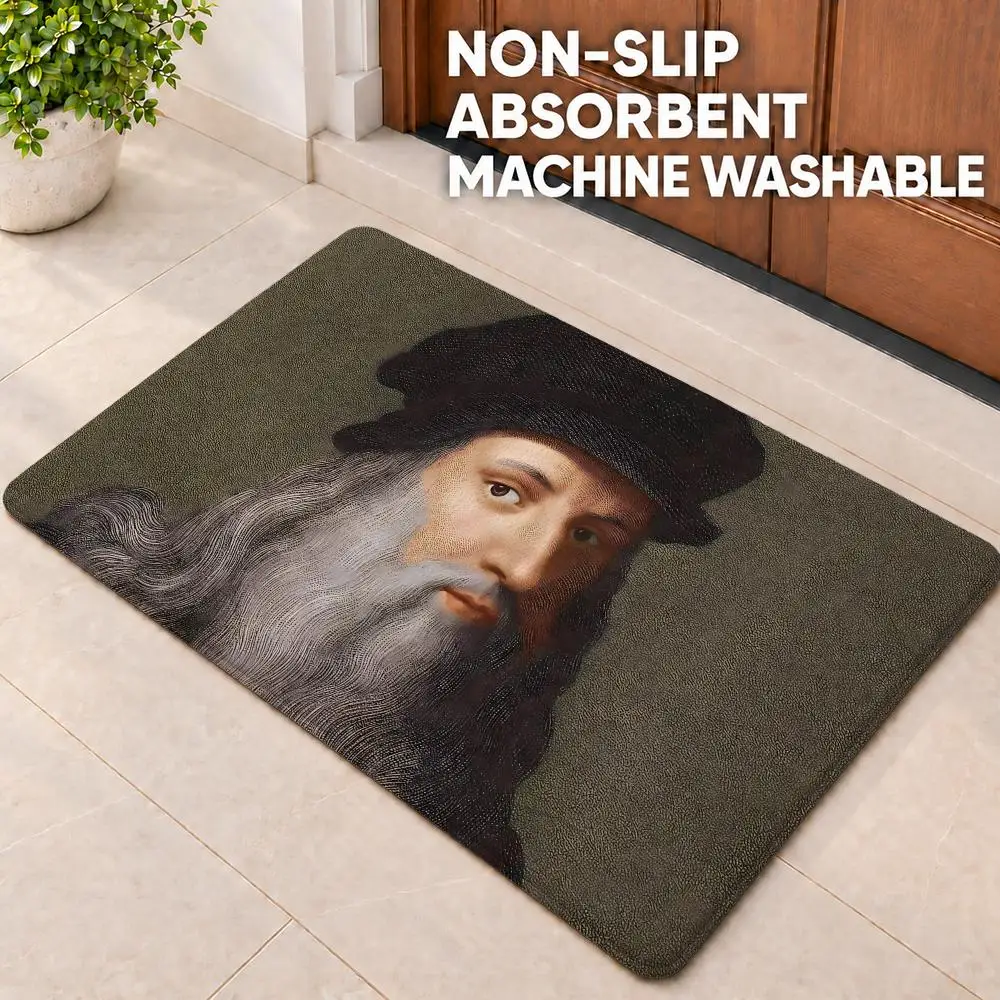 art Leonardo da Vinci Floor Mat Doormat Non-Slip Floor Mat Rug for Bathroom Kitchen Entryway Indoor Outdoor Home Decor