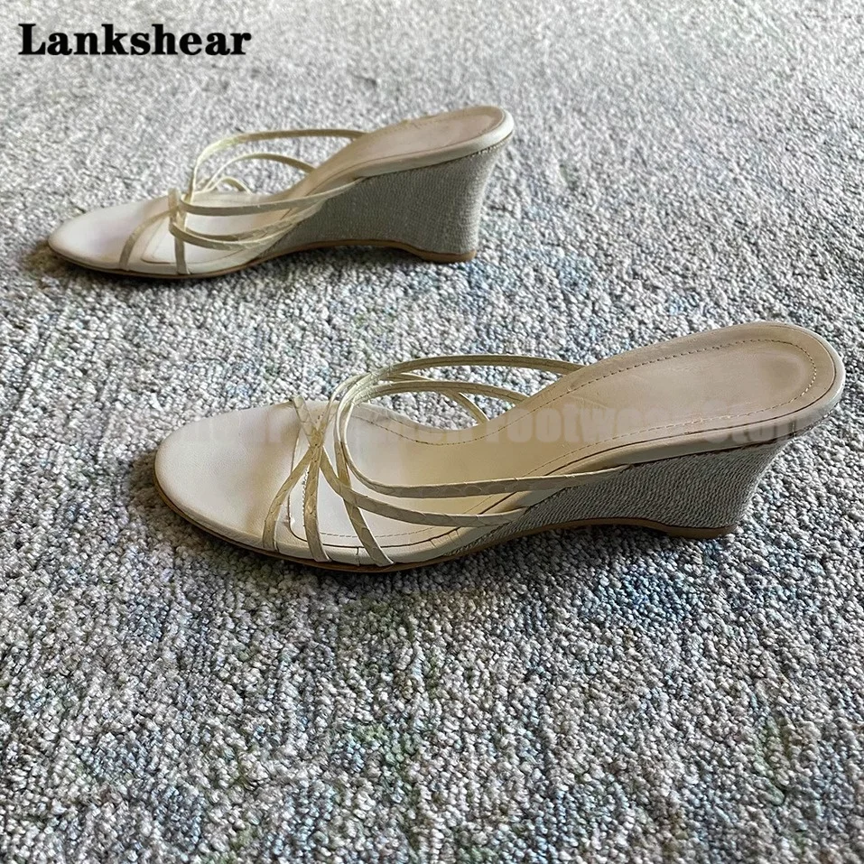 

Wedge Heels Open Toe Slippers Women Shoes Summer Round Toe Height Increasing Thick Soled Slippers Sandalias De Mujer Verano