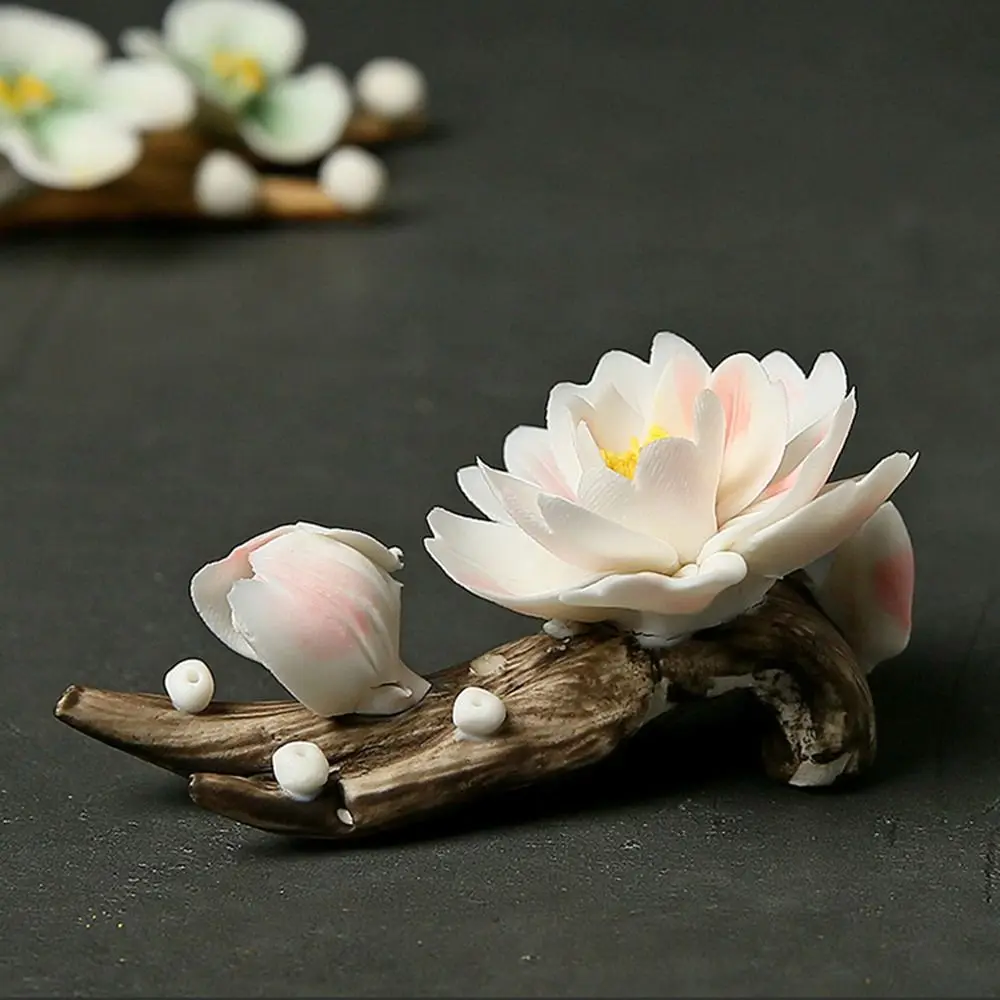 Gift Ceramics Incense Stick Holder Flower Shape Elegant Writing Brush Stand Crafts Creative Tea Table Oraments Home Decor