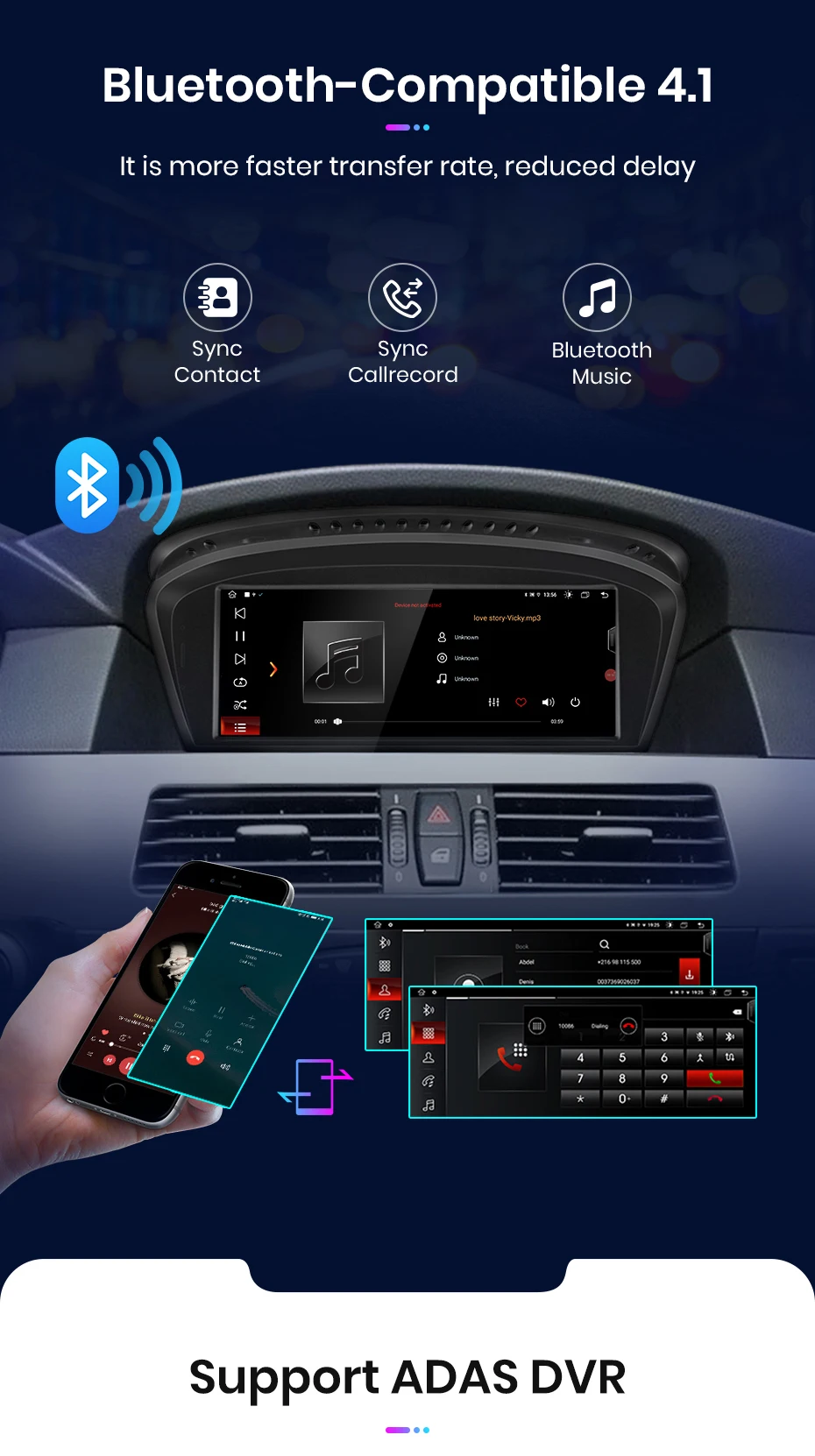 Junsun Carplay für Apple Autoradio Multimedia für BMW 5er E60 E61 E63 E64 für BMW 3er E90 E91 E92 E93 Android Auto – Detail 17