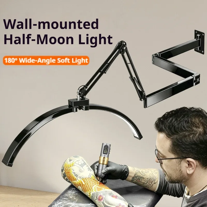 Wall Mount TattooLight Ring Adjustable Foldable LED Eye Care Fill Light Bright Tattoo Work Lamp Artist Eyebrow Lip Makeup Tool