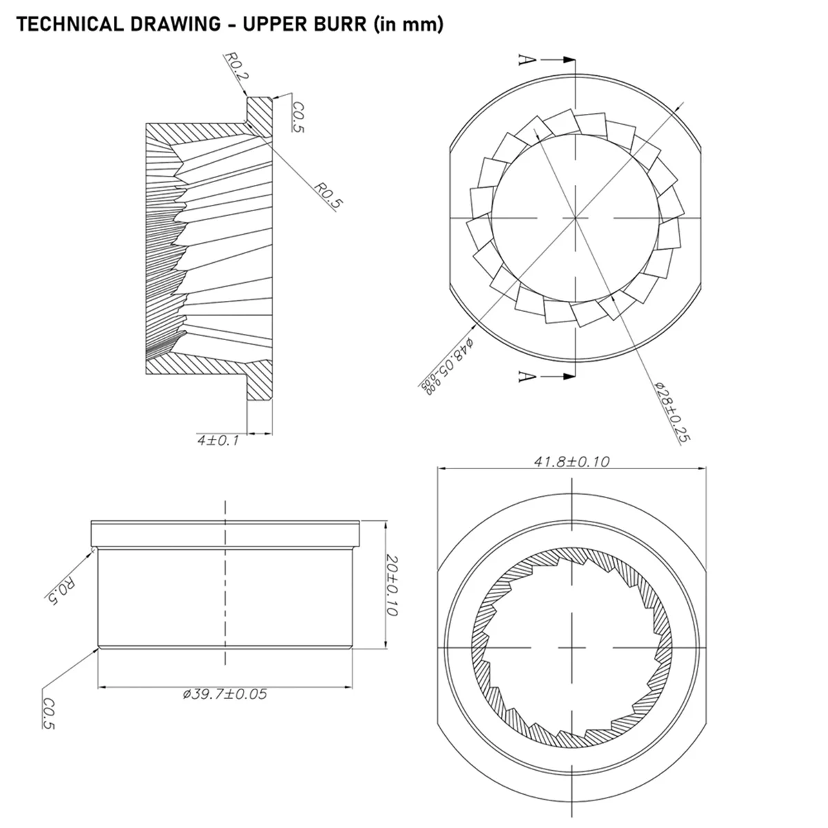 ABVS Replacement Stainless Steel Conical Grinder Burr Set, 48mm Spares Accessories for Saeco Magic/Royal/Strato and Others