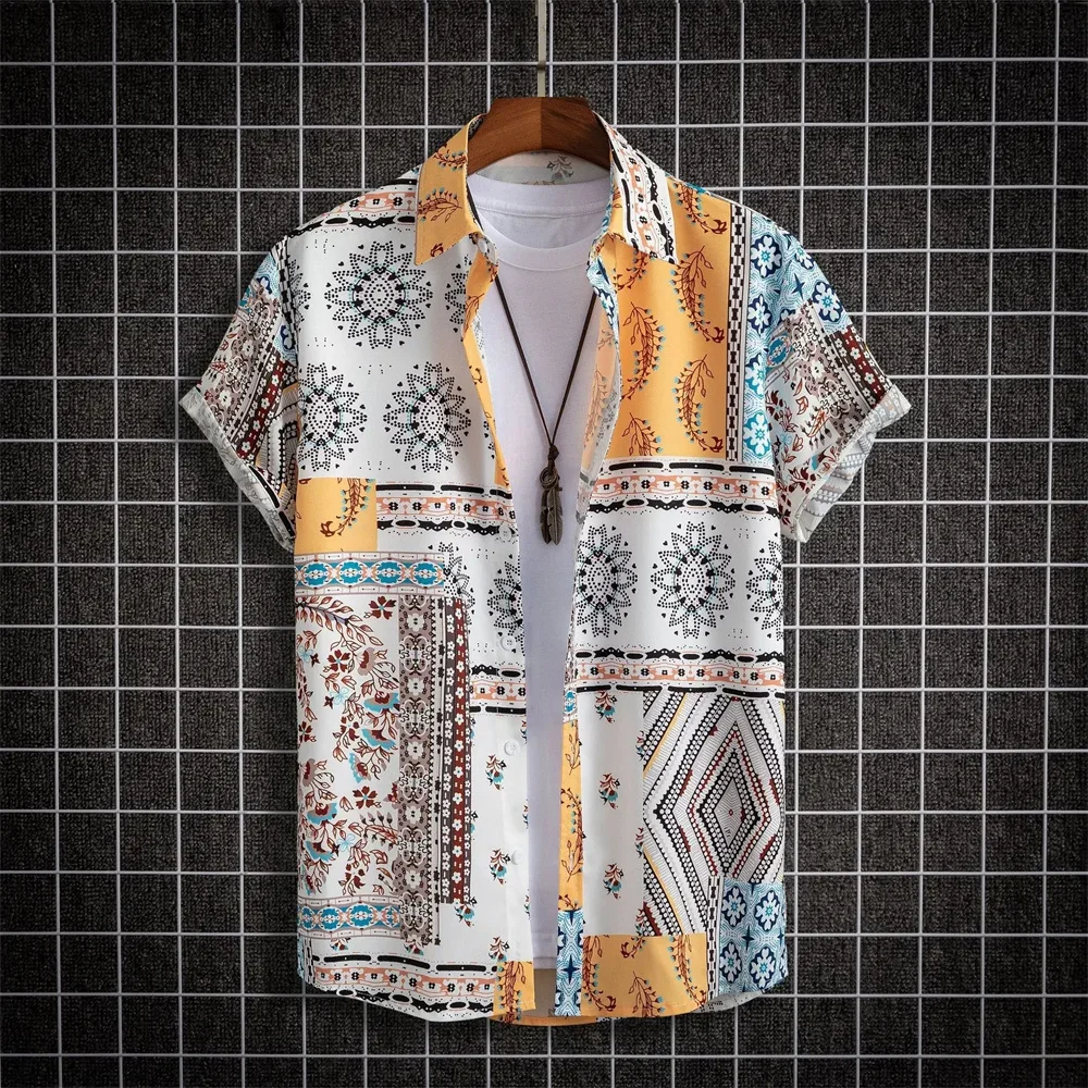 Summer Hawaiian Beach Men's Shirt 3D Printing Casual Clothing Oversized Short Sleeve Shirts for Men Street Fashion Tops