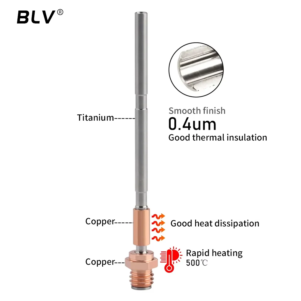 BLV® MK4 Hotend Parts Titanium&Copper Heatbreak / Copper Alloy Nickel Plated Heatblock / Socks For XL MK4 3D Printer V6 Nozzle