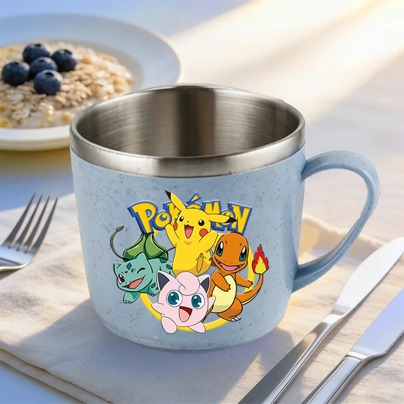 Pokemons Edelstahl-Wasserflasche für Männer, Jungen, Mädchen, Cartoon-Pikachu-Zahnbürstenbecher, einfacher, modischer Wasserbecher für Zuhause, Geschenk für Kinder