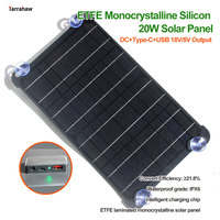 15W ETFE Solar Panel Fast Charger DC/type-c/USB 18V/5V Mobile Power Solar Cell Etfe Portable Outdoor IPX6 Waterproof Car Charge