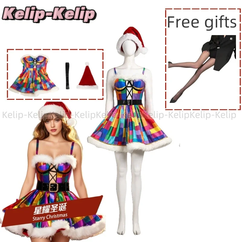 Customized Christmas Dress Women Girls Cosplay Costume Mrs Claus Original Designed Waistbelt Fancy