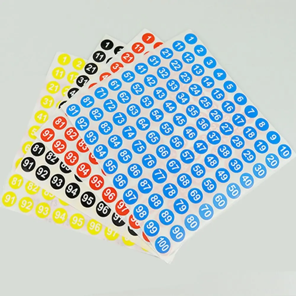 

100Sheets 1-100 Labels Number Stickers Self-adhesive Round Consecutive Number Stickers Storage Sorting 10mm Clothing Size Label