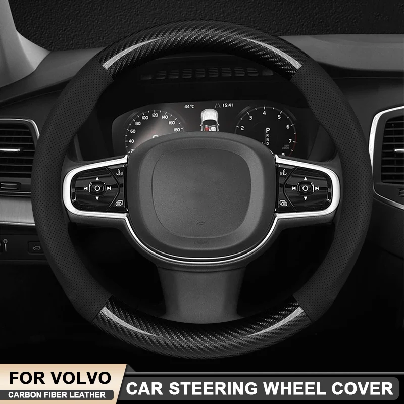 

Non-Slip Car Carbon Fiber Leather Steering Wheel Cover For Volvo V40 V50 V60 V70 V90 XC40 XC60 XC70 XC90 C30 C70 S40 S60 S80 S90