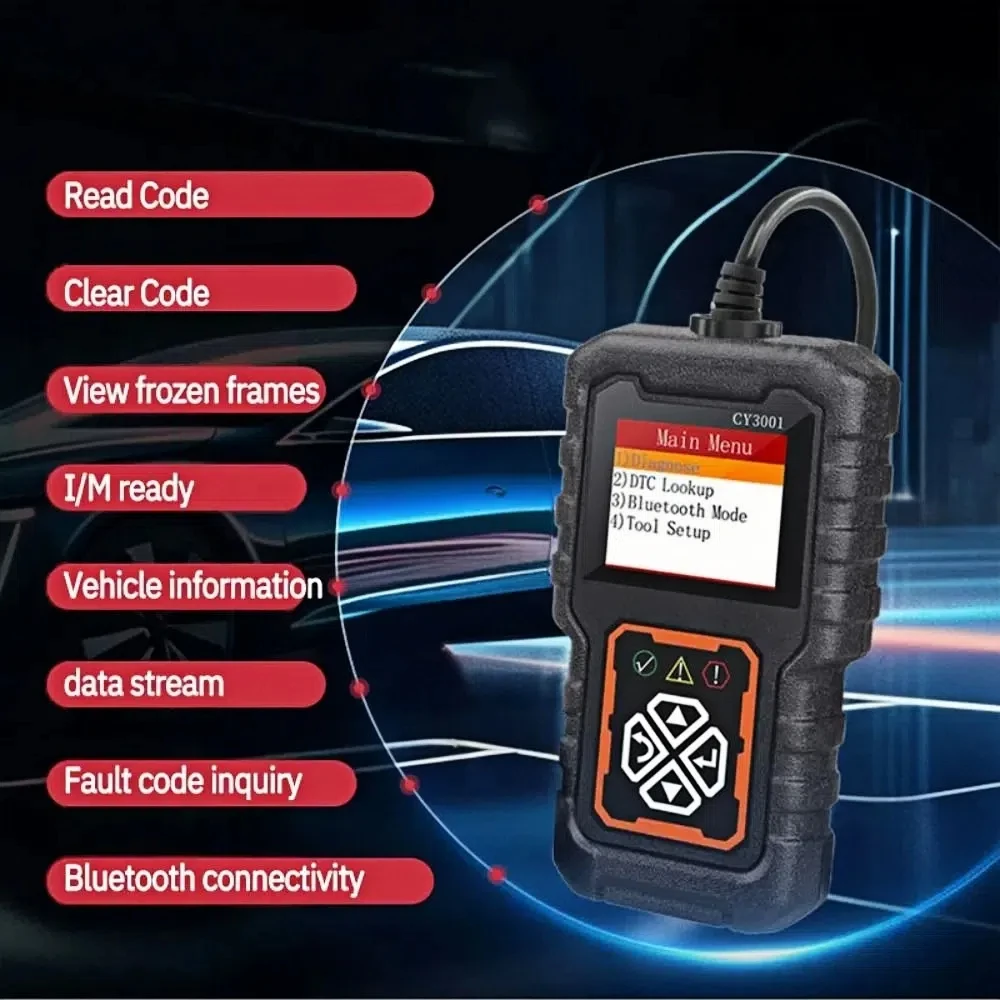 

CY3001 Профессиональный сканер OBD2 Потокование данных в реальном времени Elm327 Чип-двигатель/ABS/SRS Диагностика Высокоточный портативный