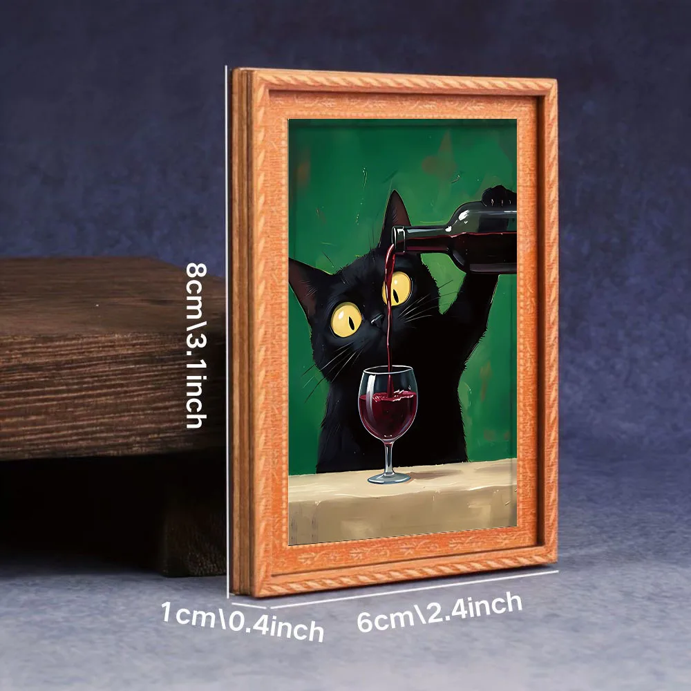 1 Piece of Retro Wine-Themed Fun Black Cat Fridge Magnet, Vintage Tavern-Style Cat Art Magnet, Decorative Magnetic Sticker for Refrigerator, Storage Cabinet, Whiteboard, Creative and Fun Gift for Cat Lovers