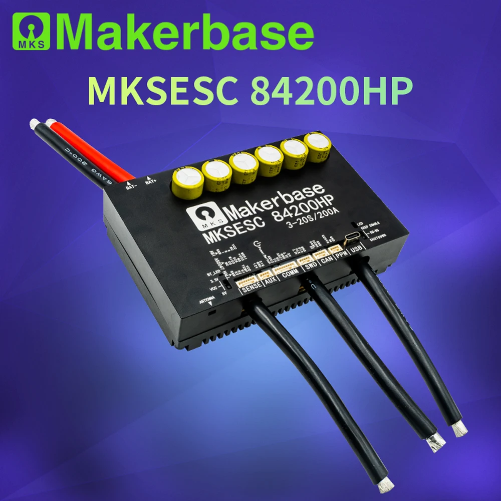 

Контроллер электромобиля Makerbase 84 В 200 А, сильноточный Benjamin ESC, аксессуары для горного велосипеда, скейтборда