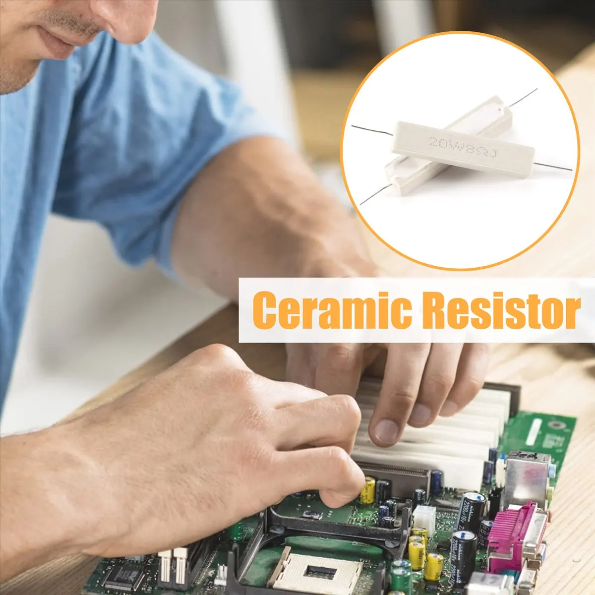 ABGN 2 Pcs Wire Wound Ceramic Cement Resistor 8 Ohm 20W 5%