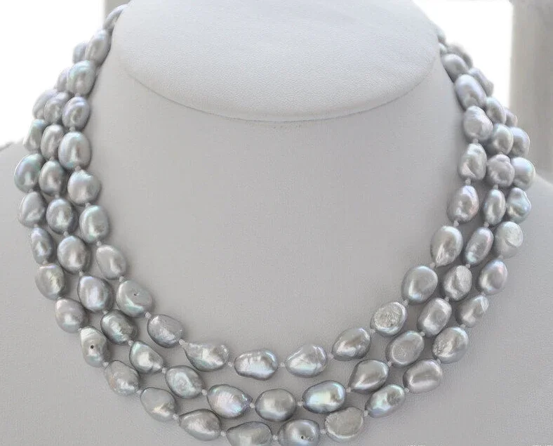 8-9mm gray baroque freshwater cultured pearl necklace 46inch