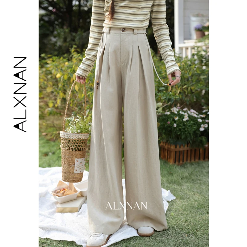 

ALXNAN Khaki Pants Women 2026 Spring Summer New Casual Straight Leg Baggy Pants Office Elegant Fashion Trousers for Women L61721