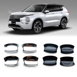 For Mitsubishi outlander 2022 2023 ABS Carbon Door Handle Bowl Cover Trim Decoration Sticker Exterior Accessories Car Styling