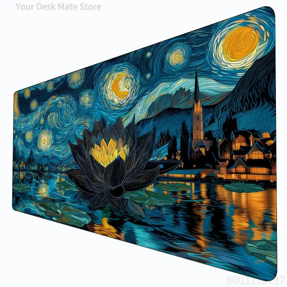 

Starry Moon Night Lotus MTG Playmat Magic Card Battle Mat Non-Slip Durable 35X60CM Commander playmat Board Game Mat for TCG