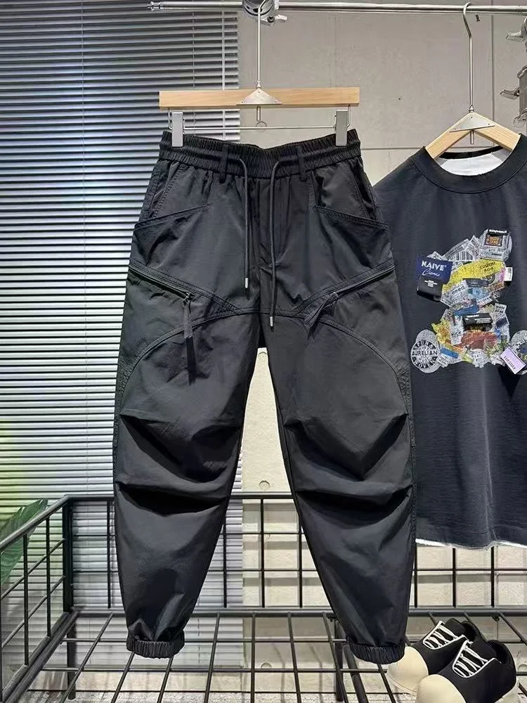 Men's Outdoor Casual Sports Pants Loose Fit Quick Dry Workwear Trousers Harlan Nine Point Pants Polyester Fiber Summer Season