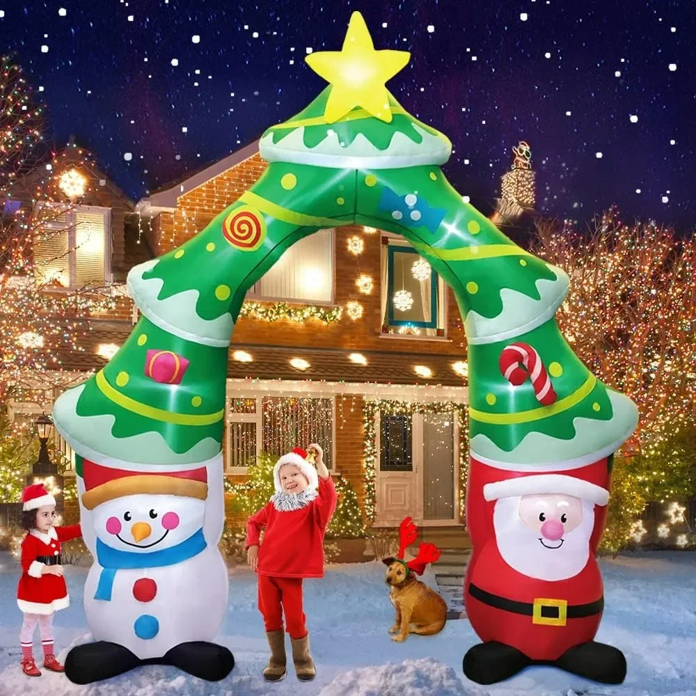 

9FT Giant Christmas Inflatable Archway with Santa/Snowman, LED Lights for Christmas Party Holiday Xmas,Christmas Tree Arch