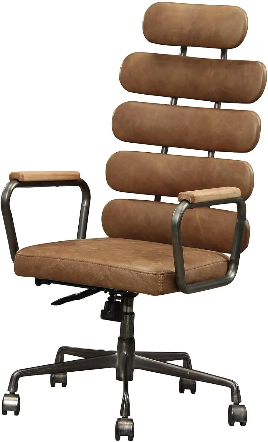 360° Swivel Brown Leather Office Chair - Height Adjustable, Desk Chair For Home & Office