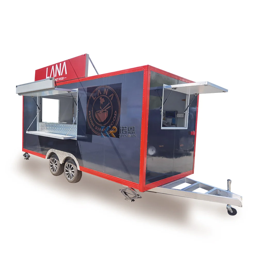 Modern Ice Cream Truck Trailer Fully Equipped Mobile Coffee Cart Caravan Trailer Catering Food Truck for Sale