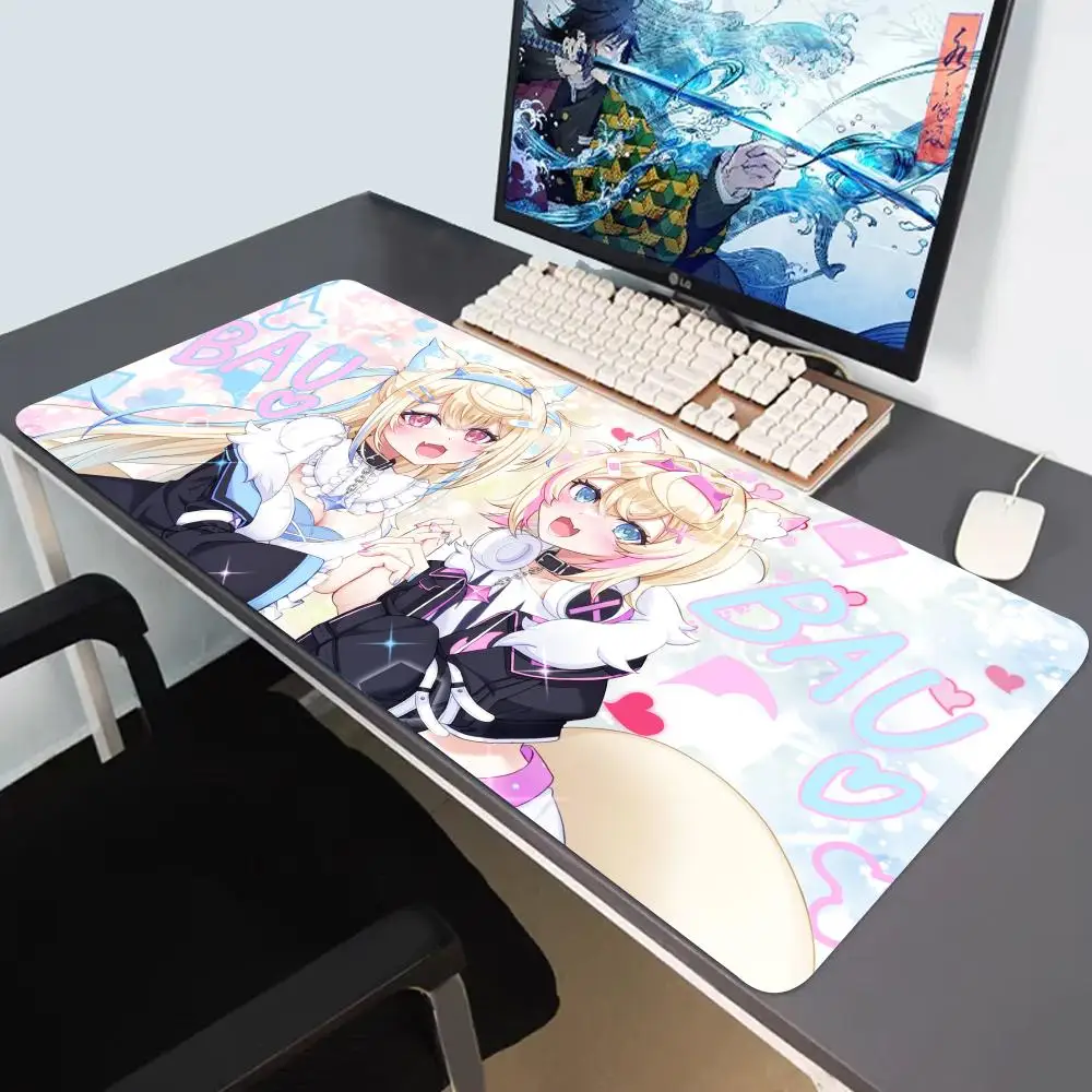 

popular Hololive virtual artist FUWAMOCO Oversized mousepad anime girl game keyboard pad cute lock edge deskmat rubber mouse pad