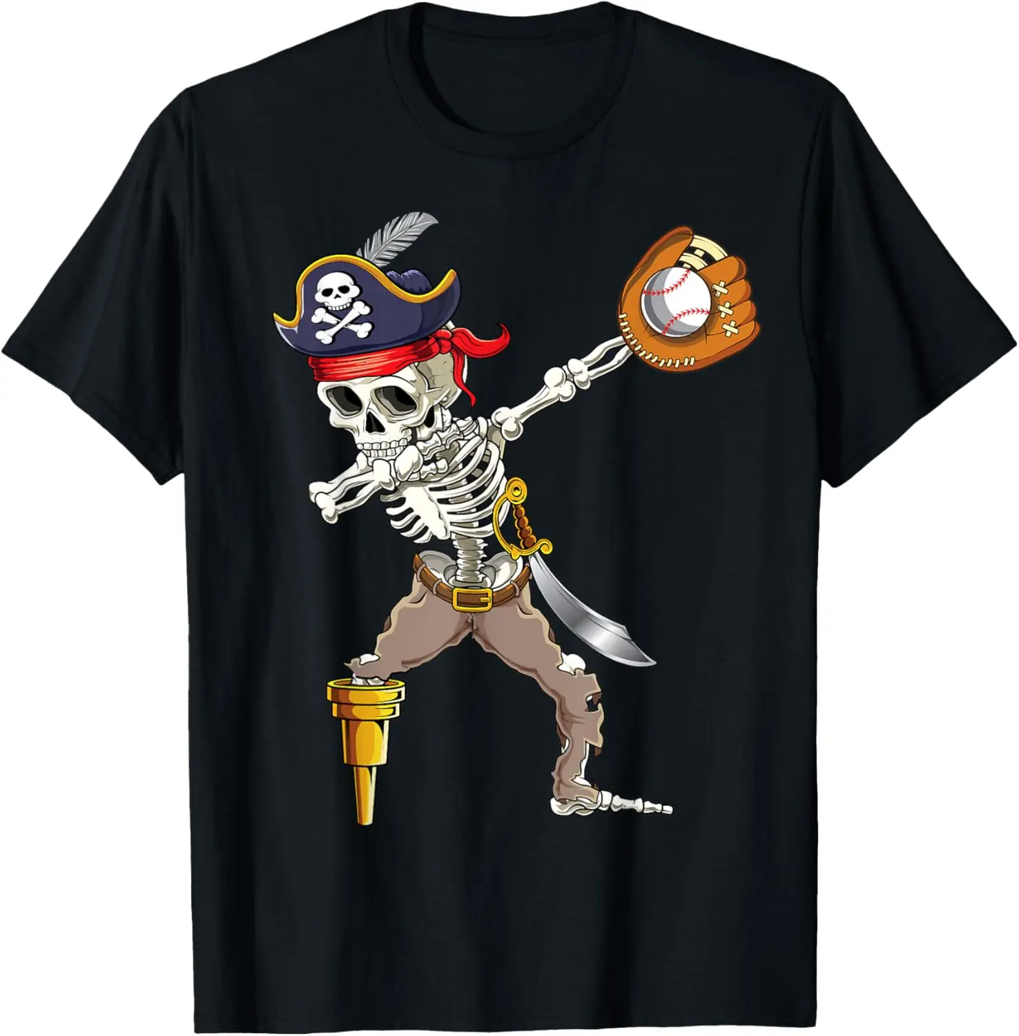 Dab Skeleton Dabbing Skeleton Pirate Baseball T-Shirt