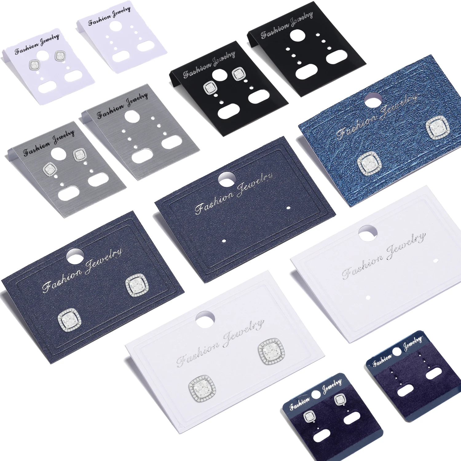 

50/30pcs 3.5x3mm 5x3.5mm Earrings Necklaces Jewelry Plastic Display Cards Retail Price Tag Label Earring Stud Organizer Holder