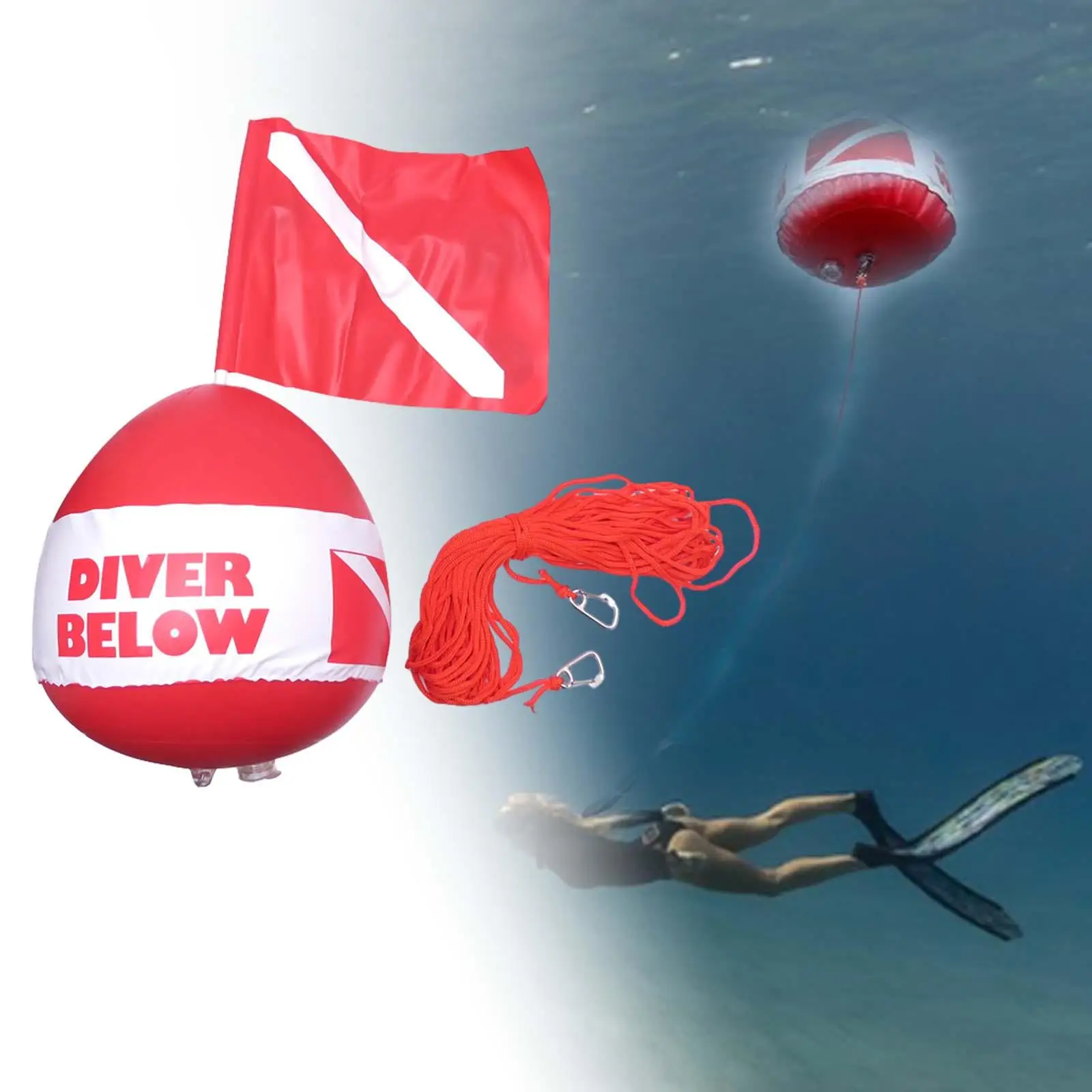 

Dive Flag Float High Visibility Inflatable Float Inflatable Signal Floater for Signaling Fishing Diving Snorkeling Water Sport