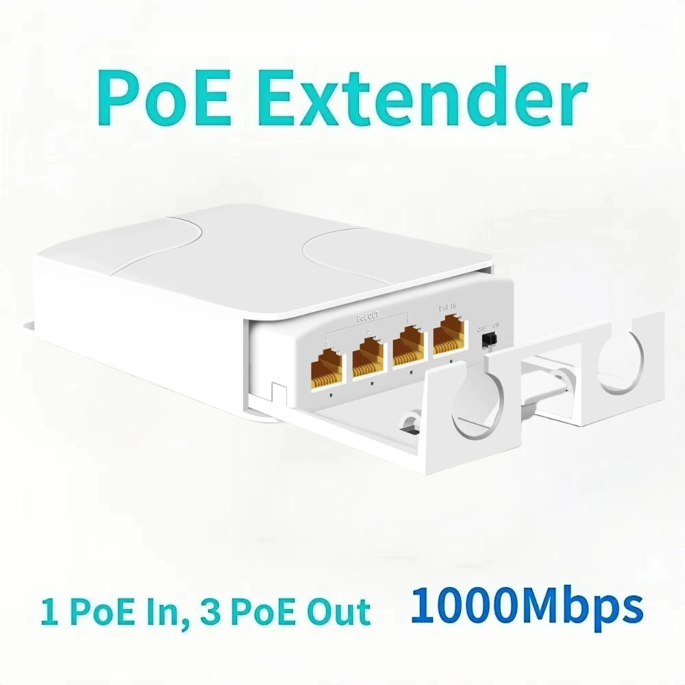 4 ポート防水 POE エクステンダー 4 ポートリピーター 100/1000Mbps 屋外ネットワーク IP55 VLAN 44-57V POE カメラワイヤレス AP