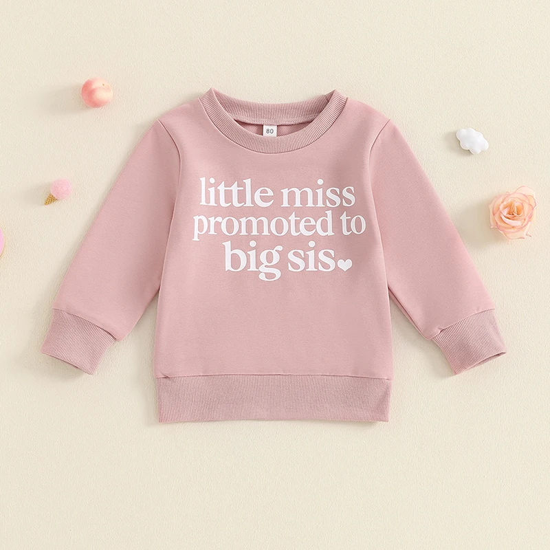 2024-05-05 Lioraitiin Toddler Baby Girls Sweatshirts Classic Letter Print Long Sleeve Round Neck Pullovers Spring Fall Tops