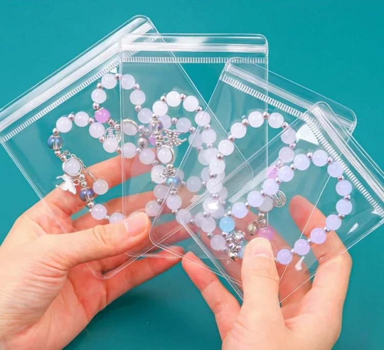 200PCS Clear PVC Jewelry Ziplock Storage Bag DIY Logo Anti-oxidation Battery Earring Beads Jade Diamond Bracelet Gift Pouches