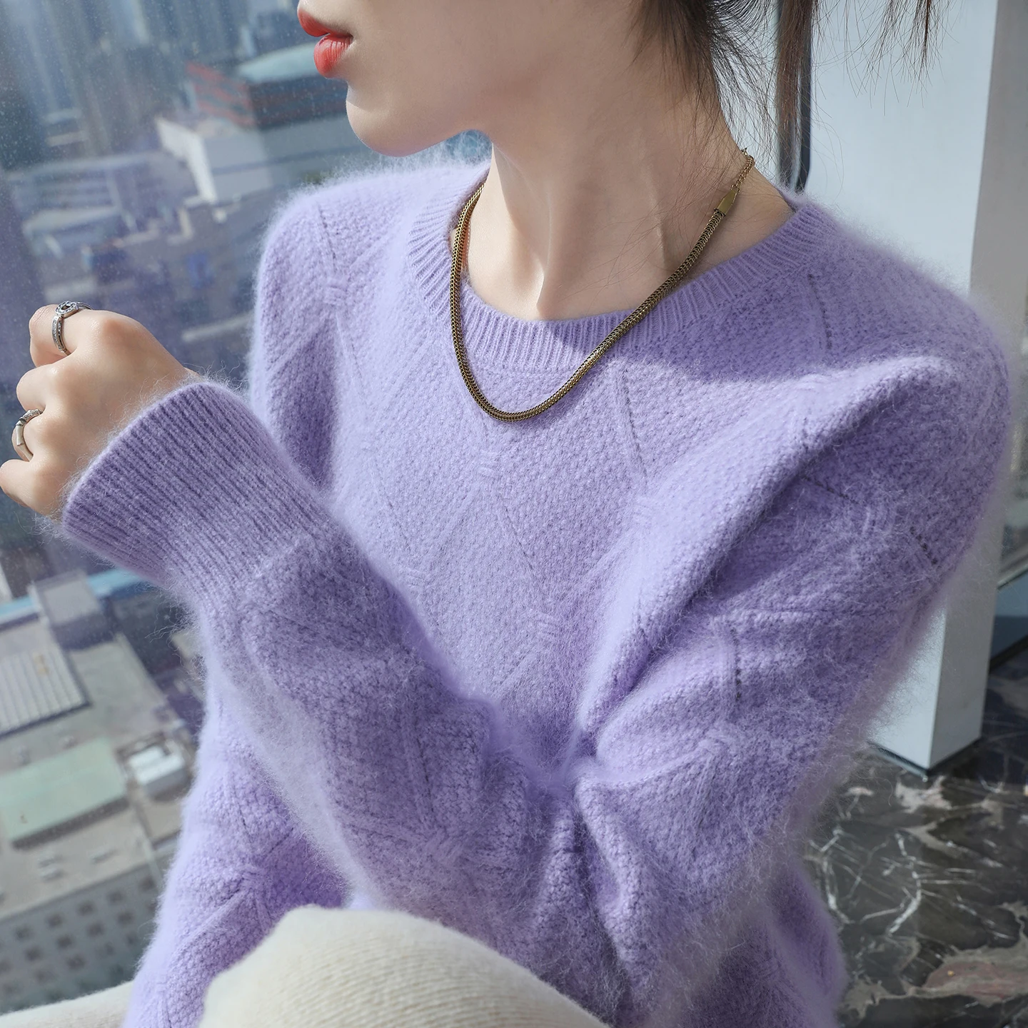 Suéter de piel de visón grueso - Cashmere Sweater Formal reseña y precio