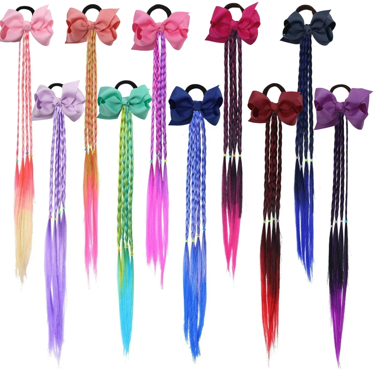 5/10 stücke Mädchen Haar Bögen Bunte Perücken Bogen Haar Krawatten Prinzessin Haar Ornament Stirnbänder Haar Bands Kinder Kinder Haar zubehör