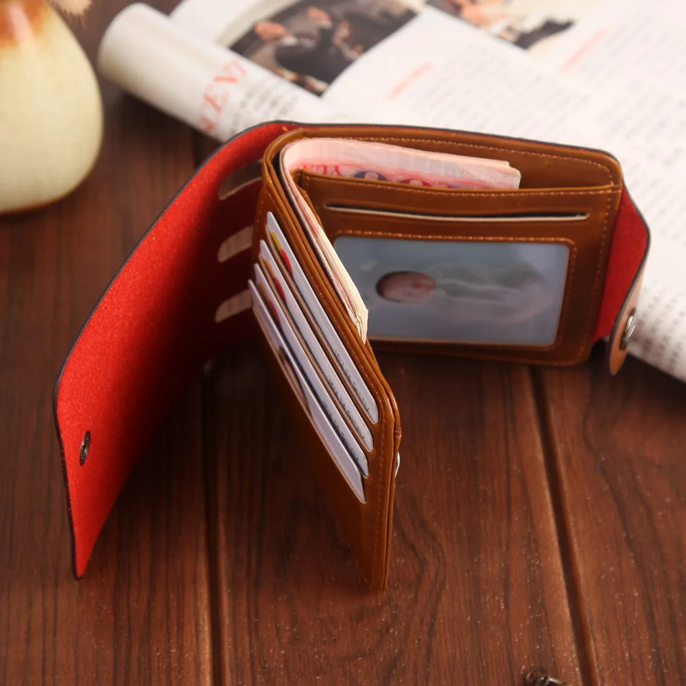 New Leather Vintage Short Men Wallets Male Money Bag Hasp Hollow Out Small Wallet Men Clutch Purse Card Holder Coin Pocket