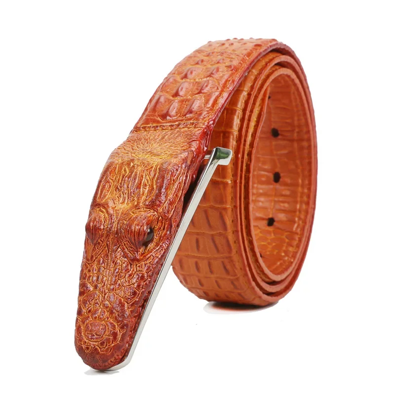 Luxury Leather Designer Men's Belt Crocodile Skin Belt Genuine Leather Alligator Strap Crocodile Head Belt Real Cowhide