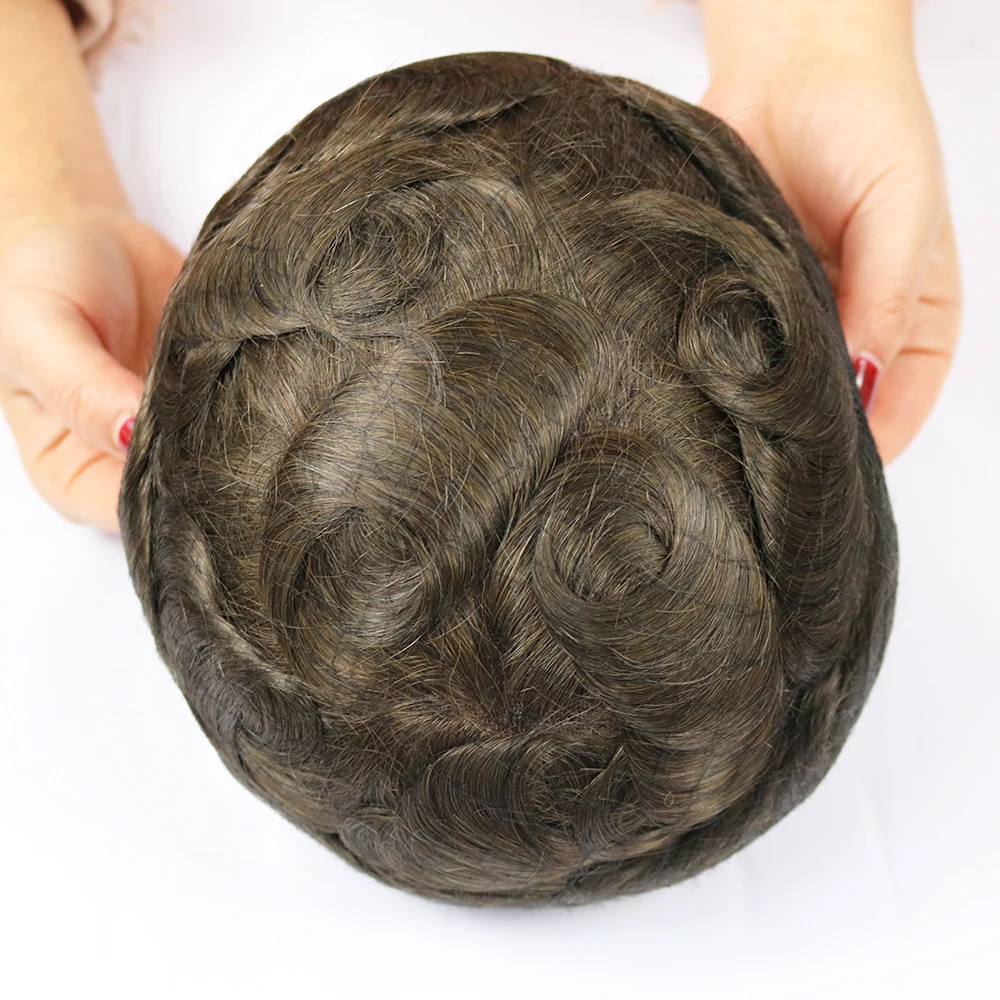 Natural Hairline Q6Swiss Lace&PU Base Male Hair Ash Blonde Men Toupee Human Hair Wig Men Capillary Prosthesis Replacement System