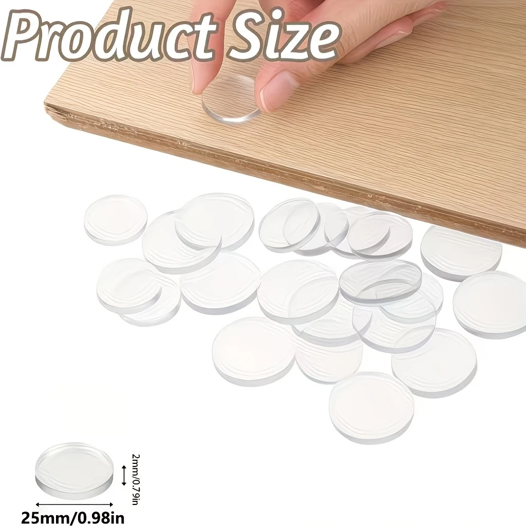 20Pcs Glass Table Top Bumper, 25mm Clear Non-Adhesive Anti Slip Pads Table Spacers Round Silicone Bumpers for Patio Glass Table