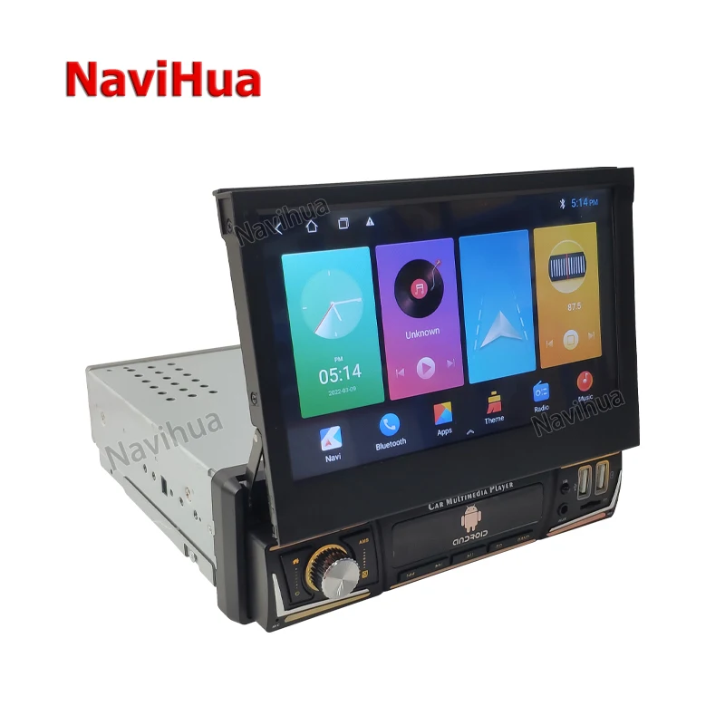 2026 NaviHua 7 Inch 1 Din Car Radio Retractable Touch Screen GPS Navigation Auto Radio Rear Camera Multimedia Video Car DVD Play