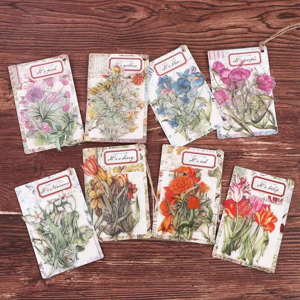 

DIY Scrapbooking Decorative Sticker PET Stamp Fresh Plant Sticker Stationery Stickers DIY Material Flowers Series Sticker