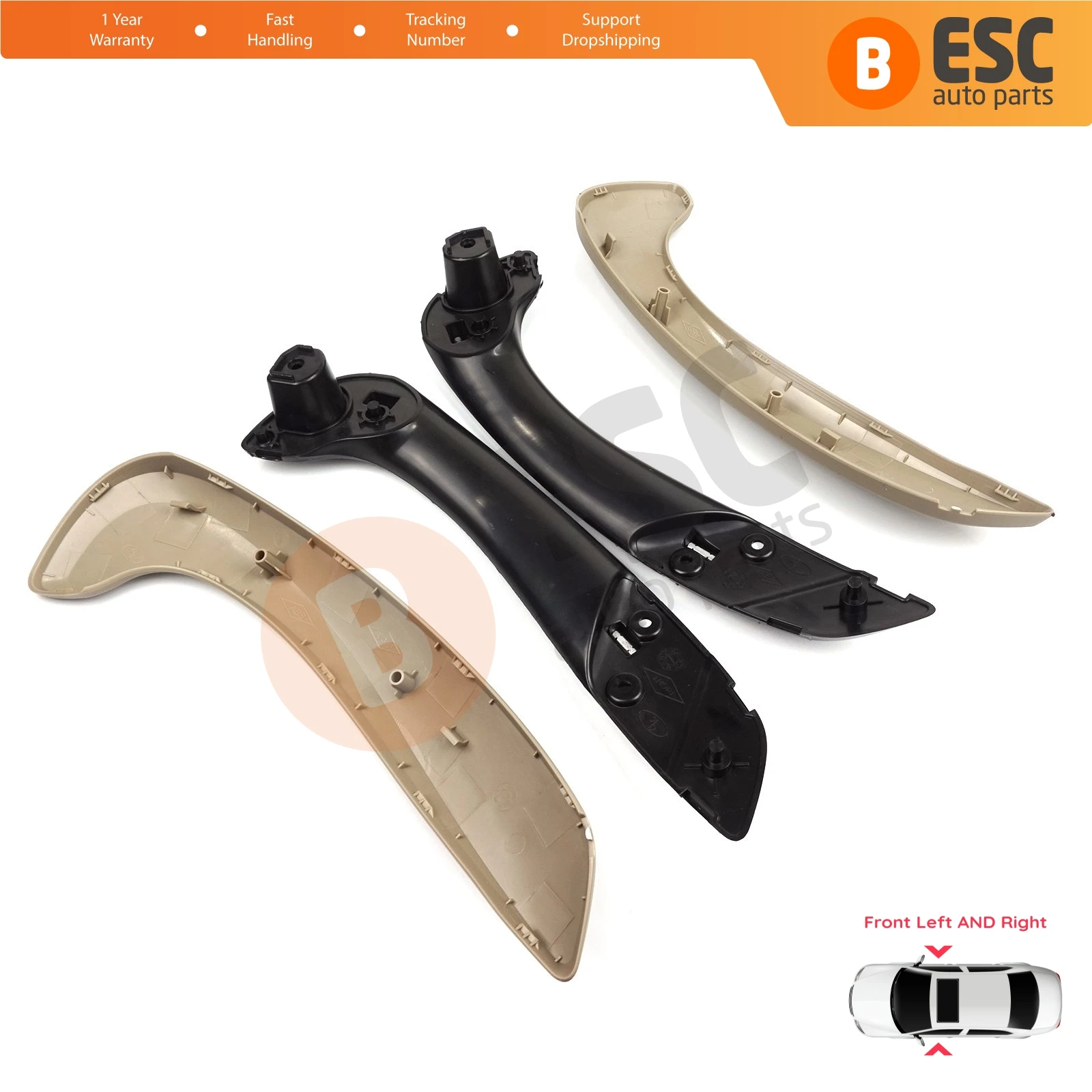 BDP1153-1 Front Inner Interior Door Holding Handle Grip Hold Beige Color Left Right for Renault Megane MK3 Fluence 809600015R