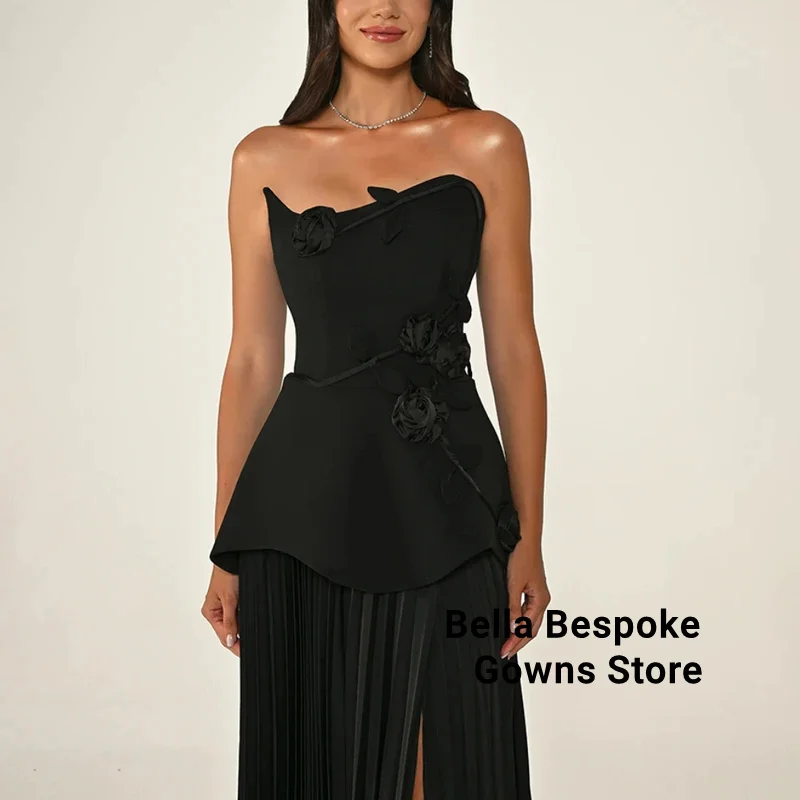 القادمون الجدد فستان سهرة مخصص بدون حمالات ألف خط الزهور جيرسي فساتين السهرة أنيقة الفخذ الشق فستان حفلات الزفاف 2025 #4