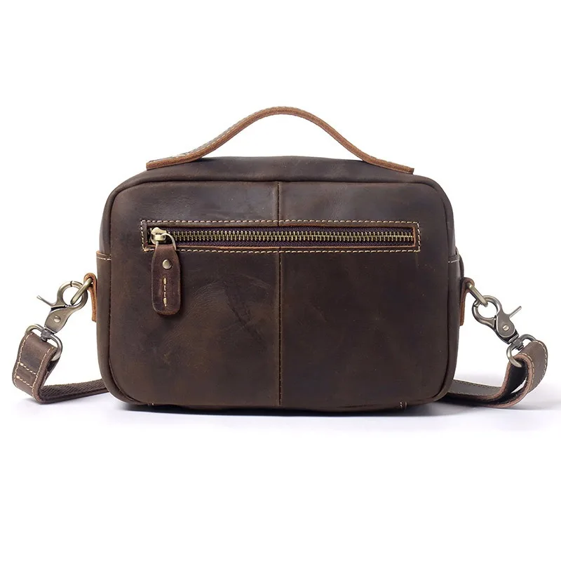 Zency 100% Genuine Leather New Men's Leather Handbag Casual Vintage Shoulder Bag Crazy Horse Leather Crossbody Bag for Men
