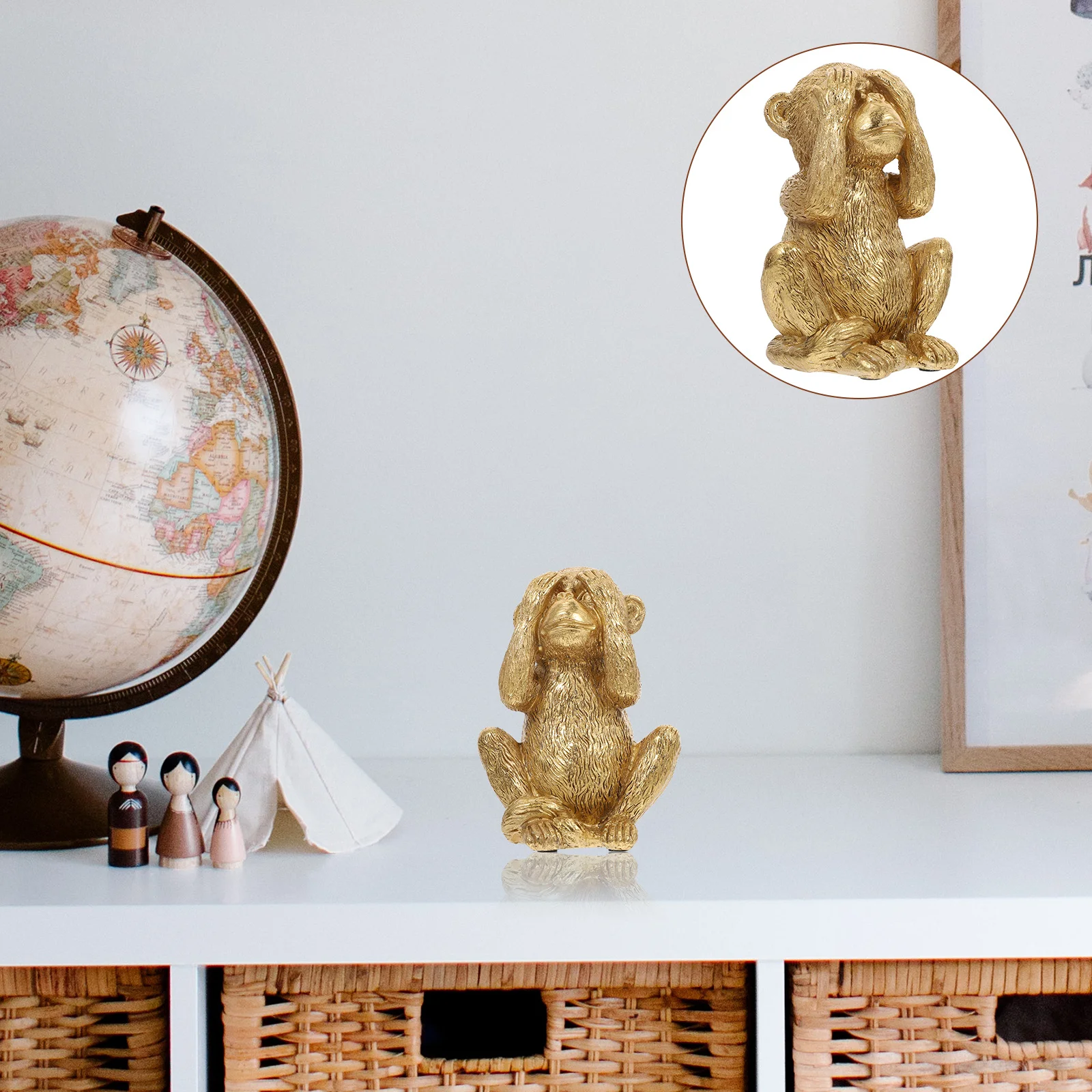 

Resin Monkey Sculpture Mini Decor Home Office Tabletop Ornament Unique Design Exquisite Craftsmanship Material Indoor